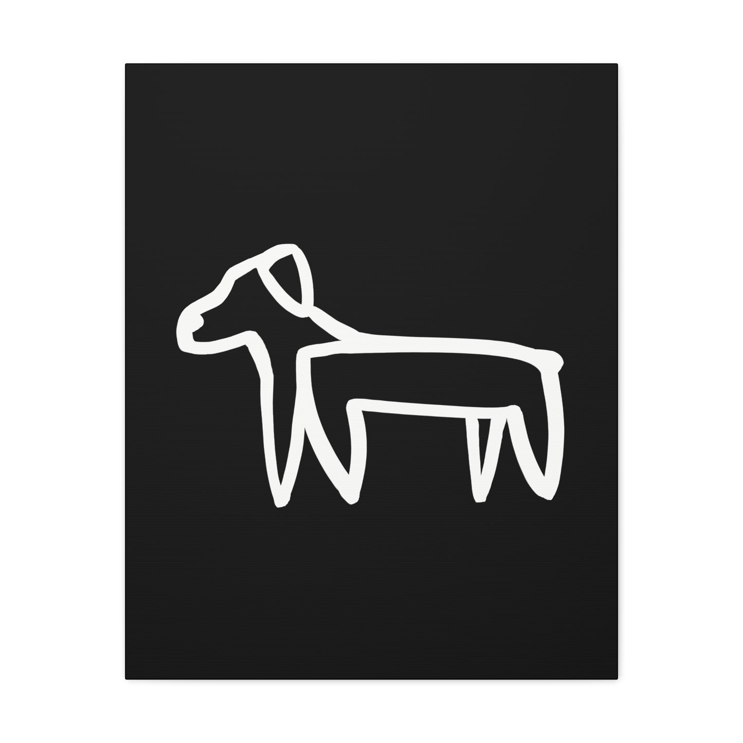 Dog Canvas Print on Black (Transparent Style White Dog) - Dog Art Print