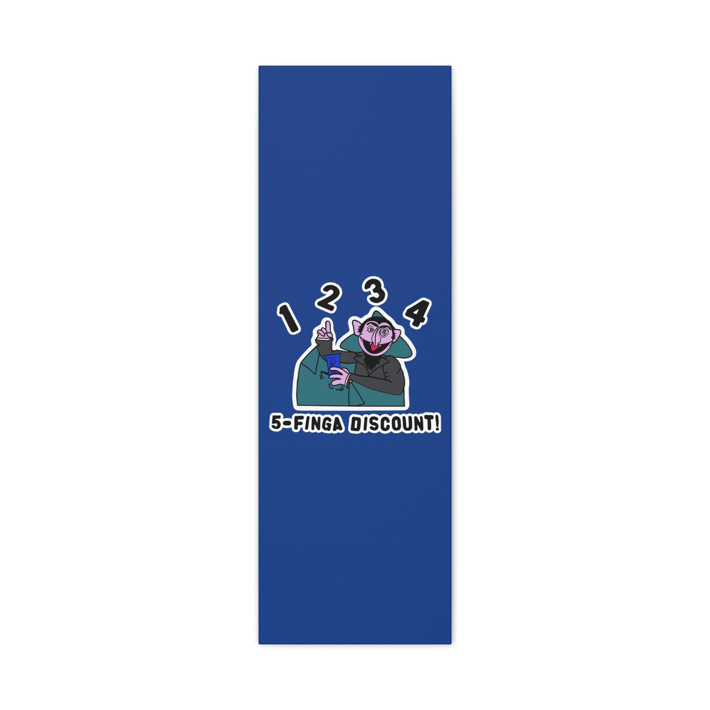 Five Finger Discount Canvas Print Dark Blue - Sesame Street The Count Parody Art Print