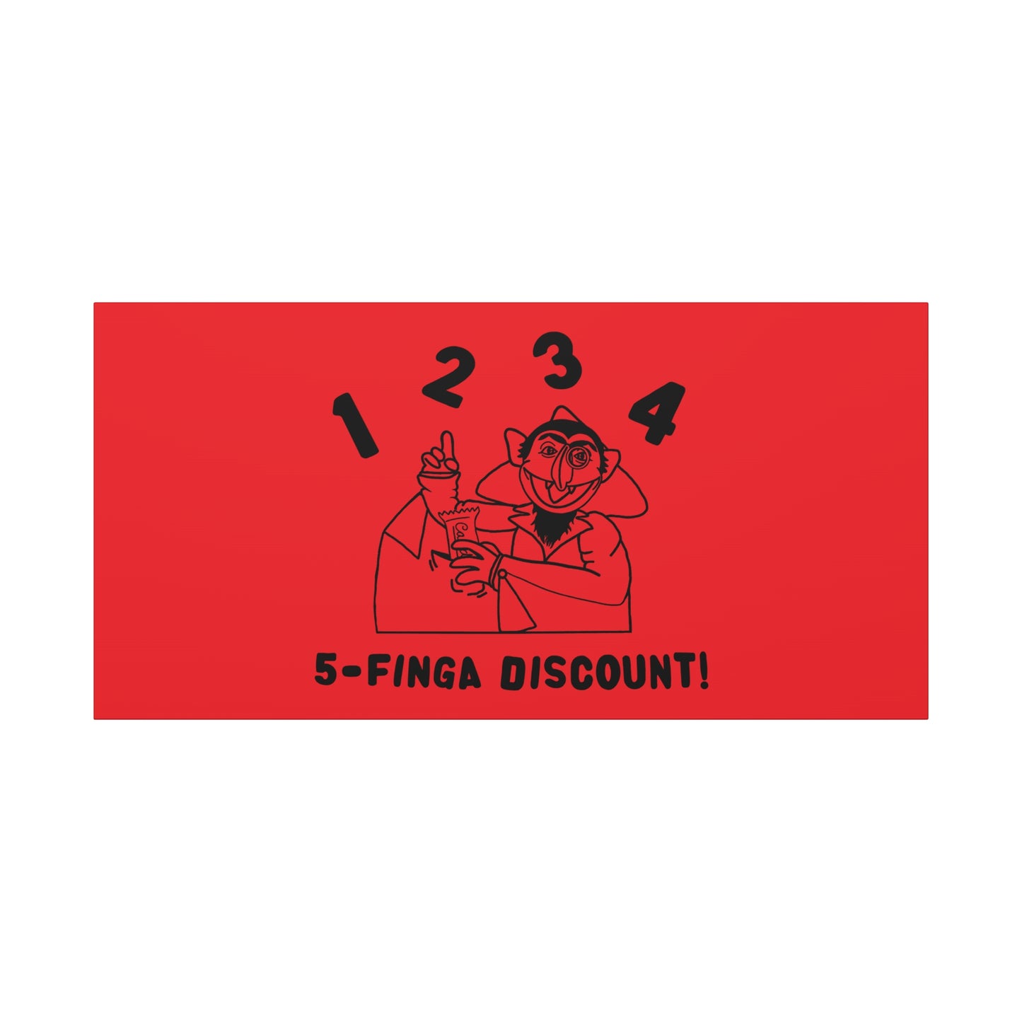 Five Finger Discount Outline Canvas Print Red - Sesame Street The Count Parody Art Print