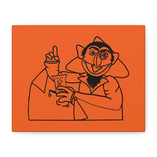 The Count Stealing Candy Outline Canvas Print Orange - Sesame Street The Count Parody Art Print