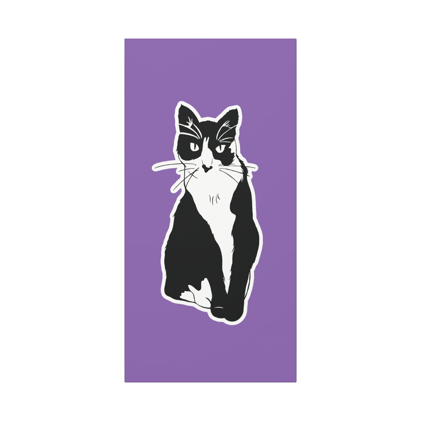 Cat Canvas on Light Purple (Sticker Style Cat) - Cat Drawing Art