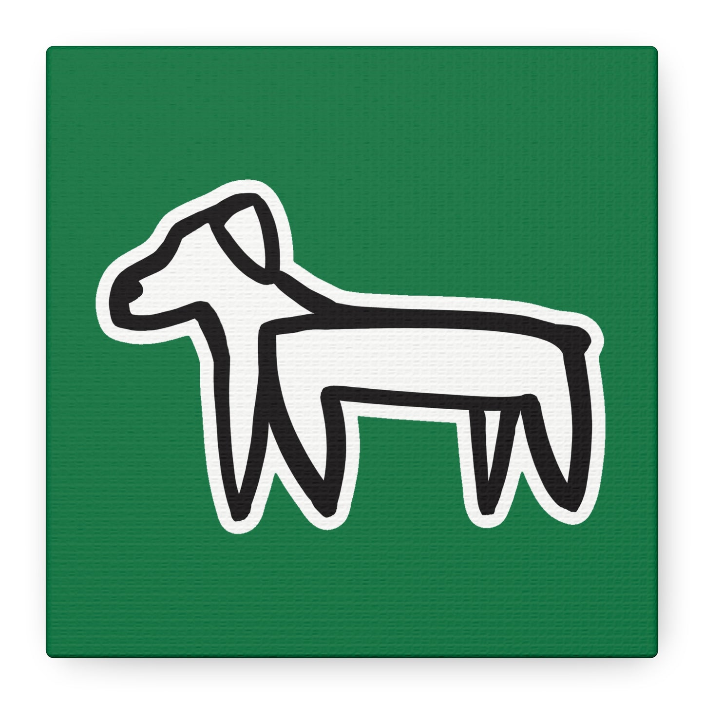 Dog Canvas Print on Green (Sticker Style White Dog) - Dog Art Print