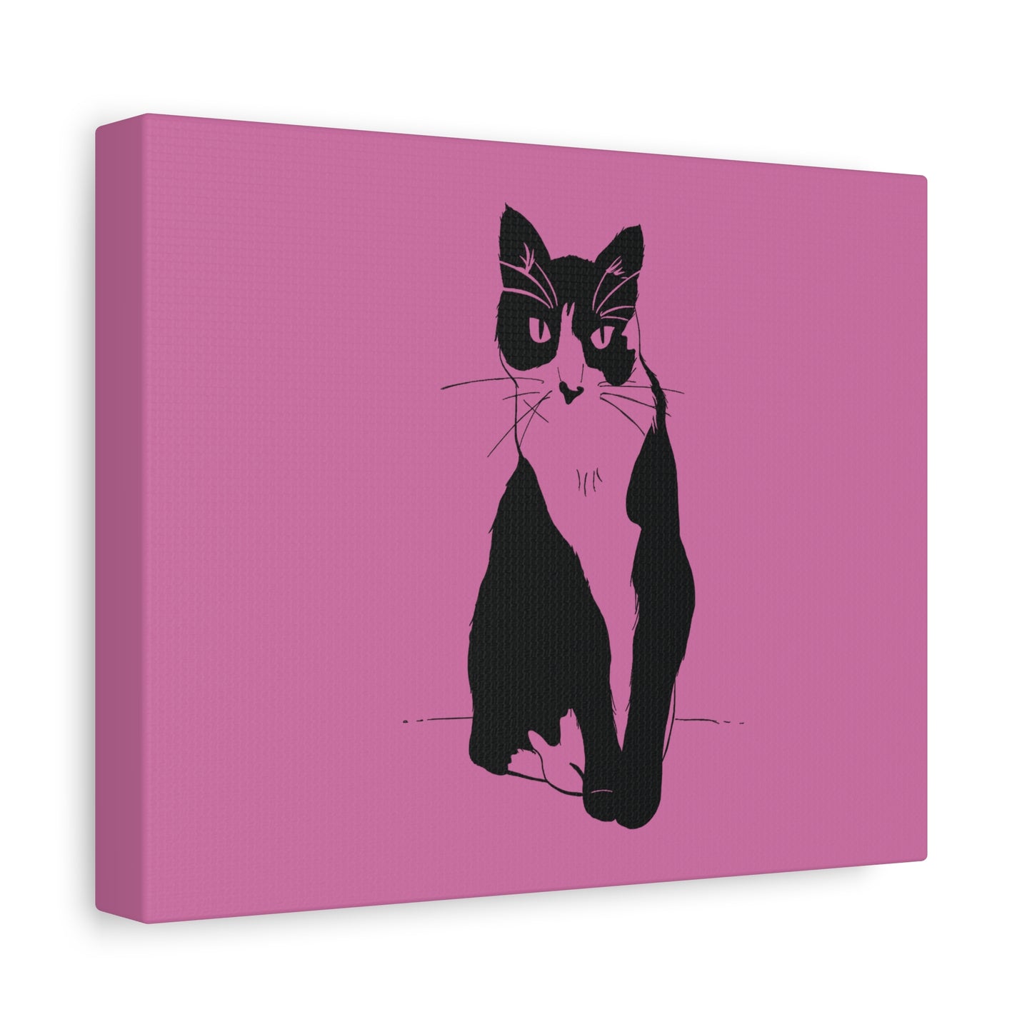 Cat Canvas Print on Pink (Transparent Style Cat) - Cat Drawing Art