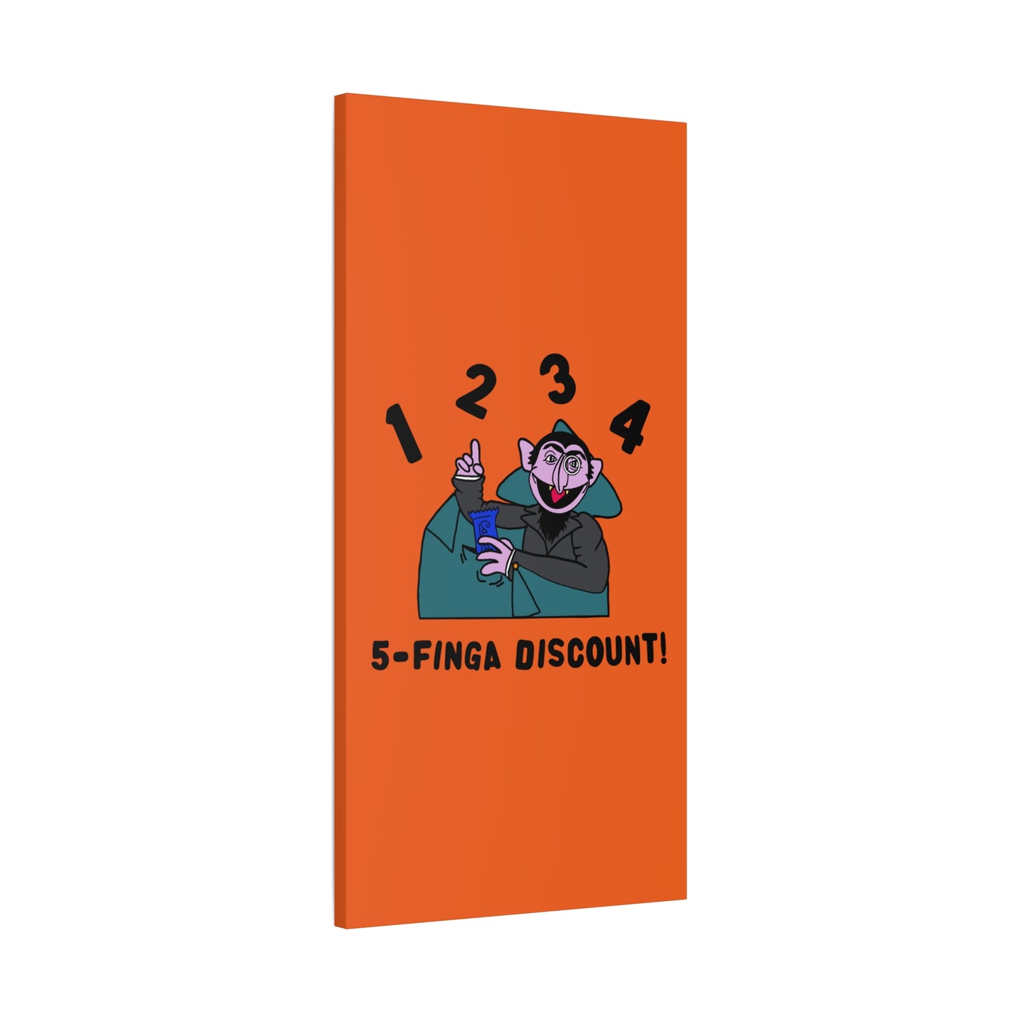 Five Finger Discount Canvas Print Orange - Sesame Street The Count Parody Art Print
