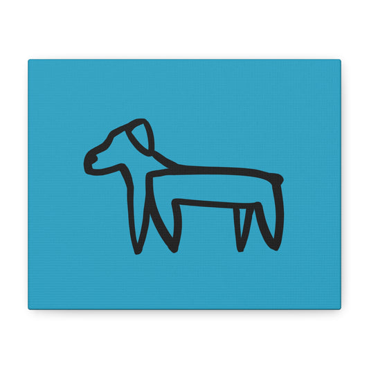 Dog Canvas Print on Turquoise (Transparent Style Black Dog) - Dog Drawing Canvas