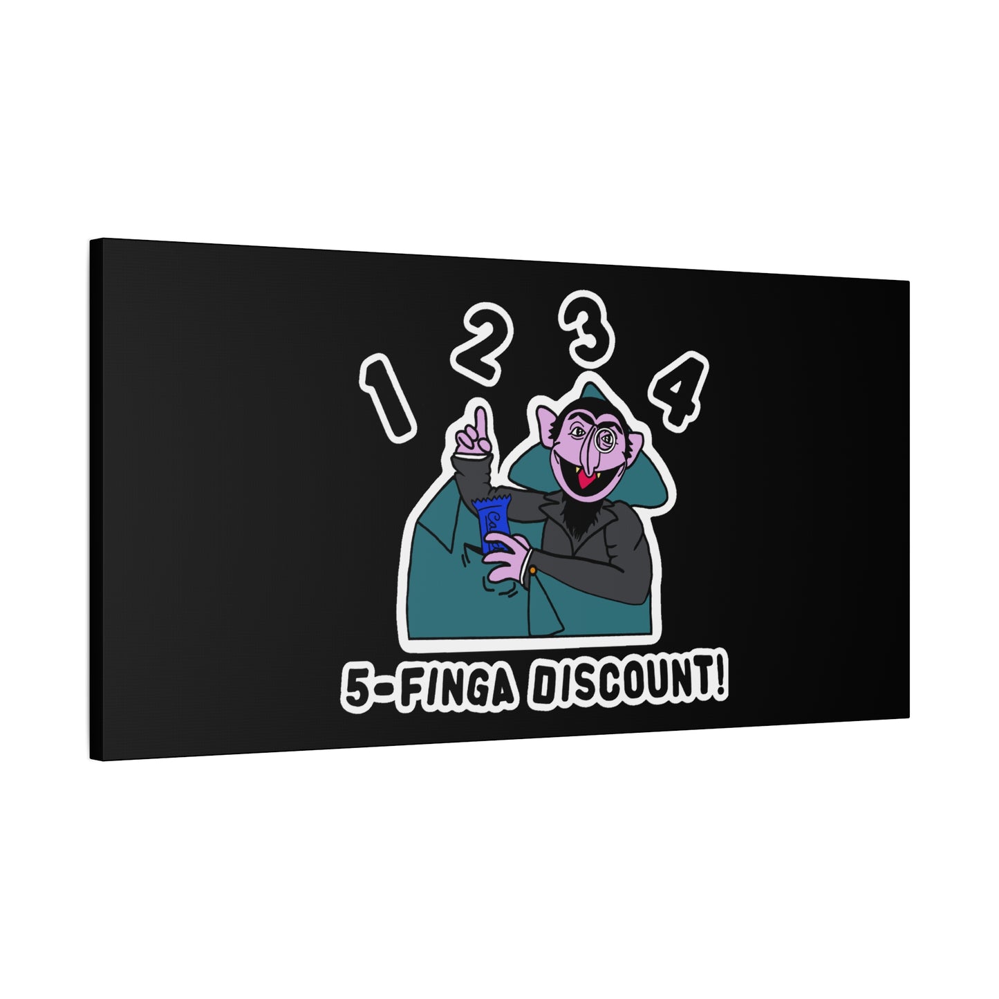 Five Finger Discount Canvas Print Black - Sesame Street The Count Parody Art Print