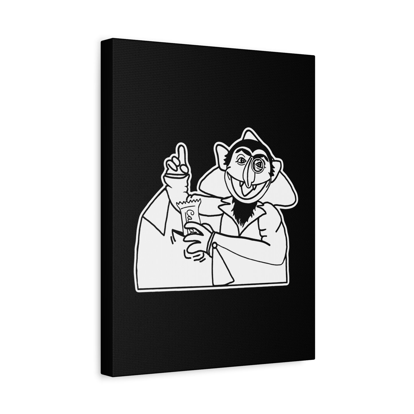 The Count Stealing Candy Outline Canvas Print Black - Sesame Street The Count Parody Canvas Art