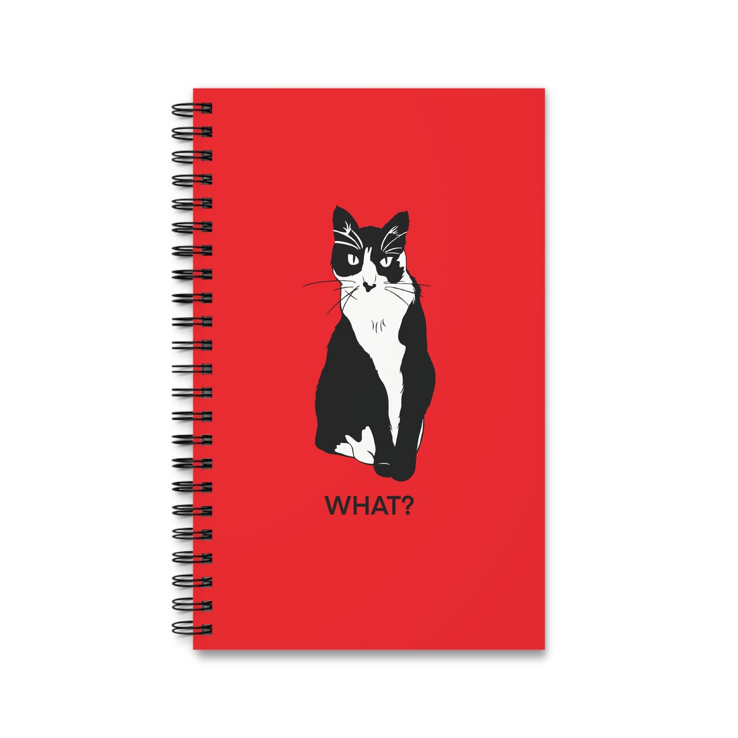 Cattitude Notebook in Red (B&W Style Cat) - Cat Spiral Notebook