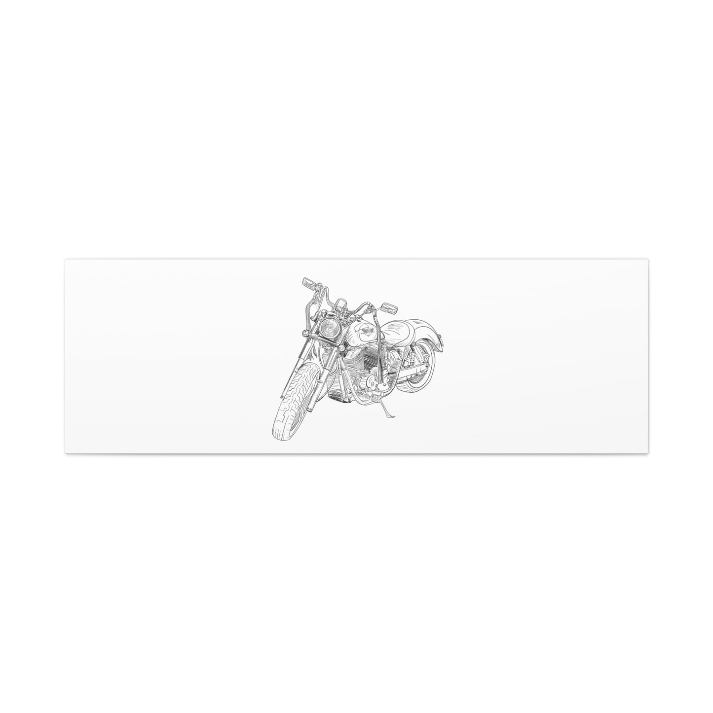 Ride Me Harley Motorcycle Sketch Canvas Print - Black Ink on White Background