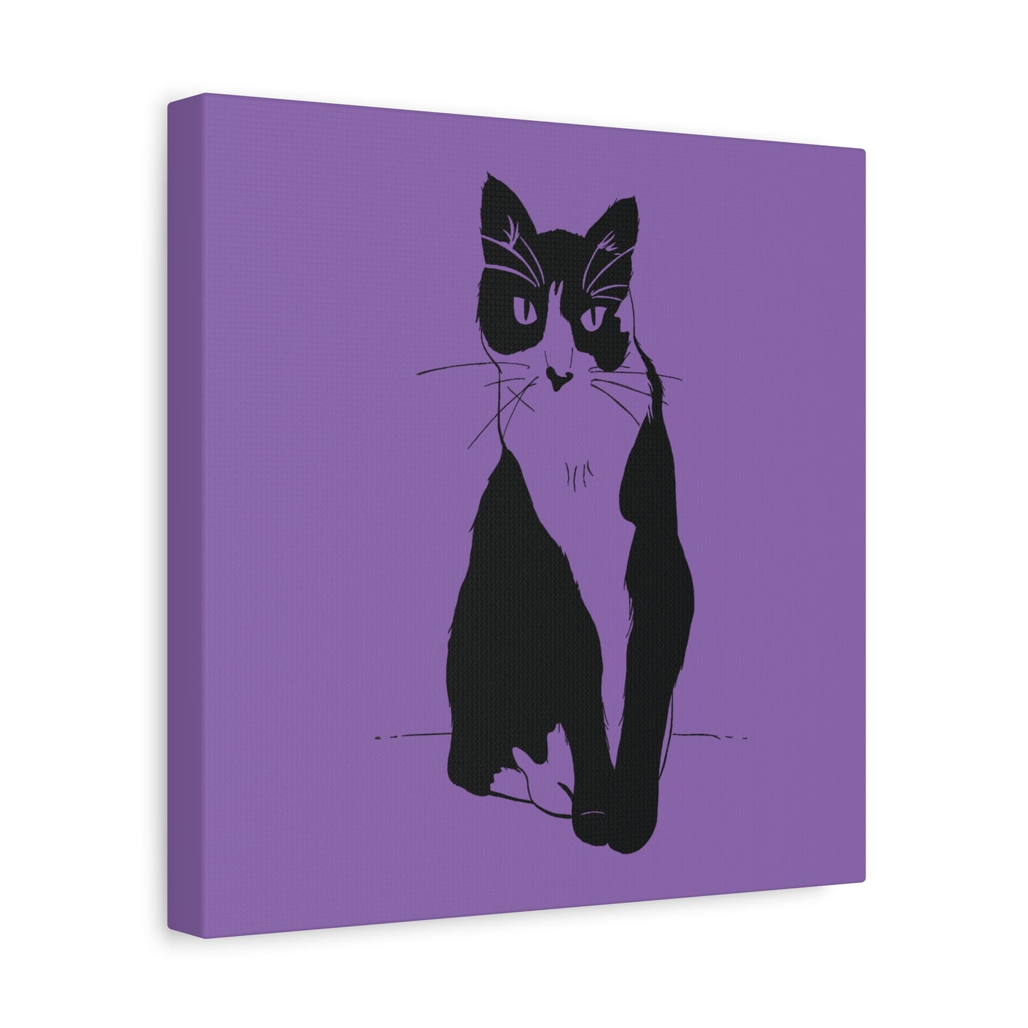 Cat Canvas Print on Purple (Transparent Style Cat) - Cat Drawing Art
