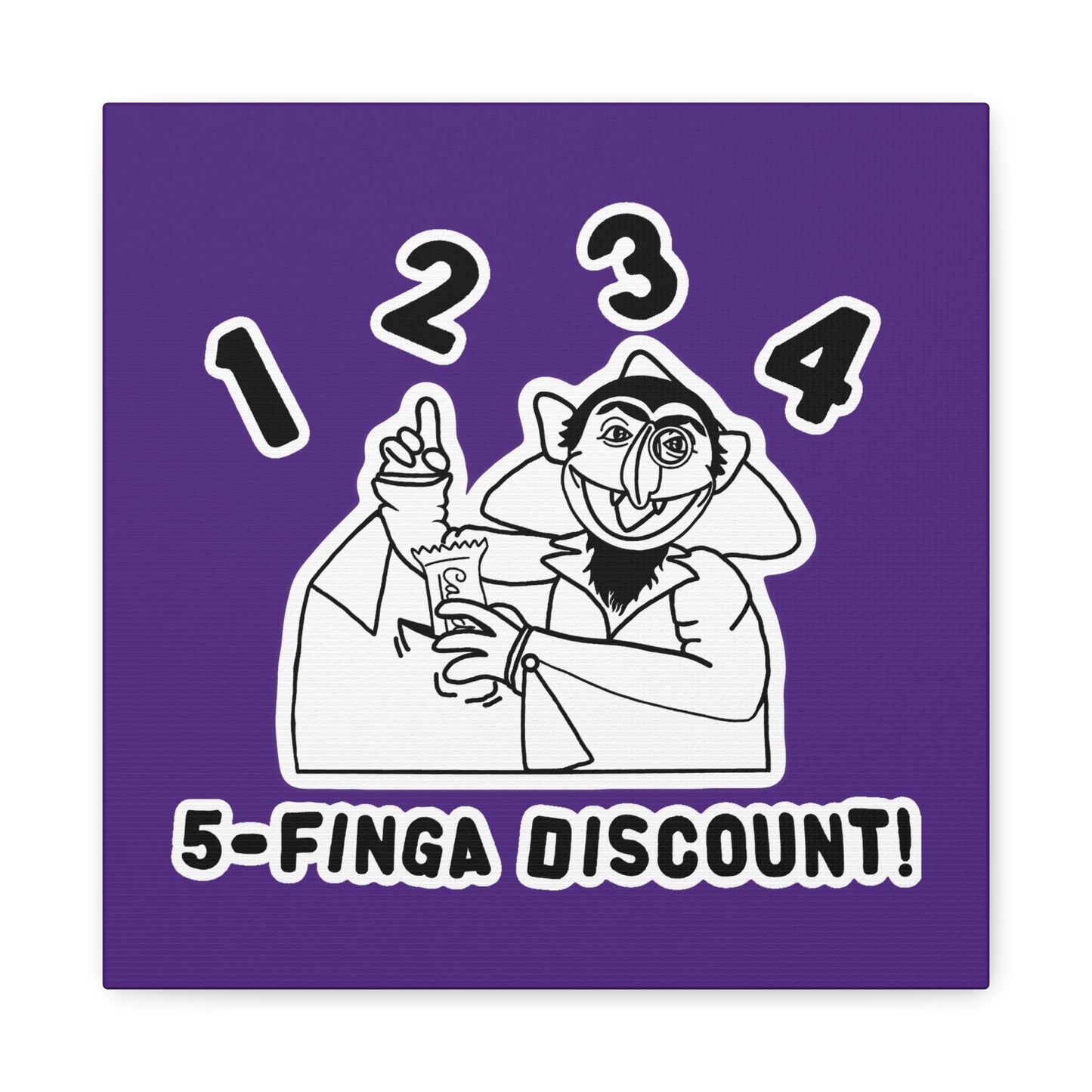 Five Finger Discount Outline Canvas Print Purple - Sesame Street The Count Parody Art Print
