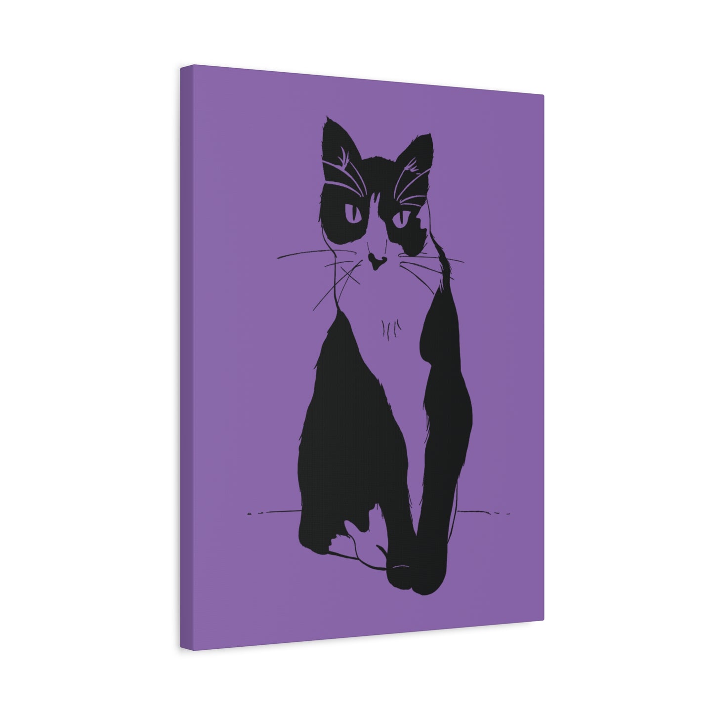 Cat Canvas Print on Purple (Transparent Style Cat) - Cat Drawing Art