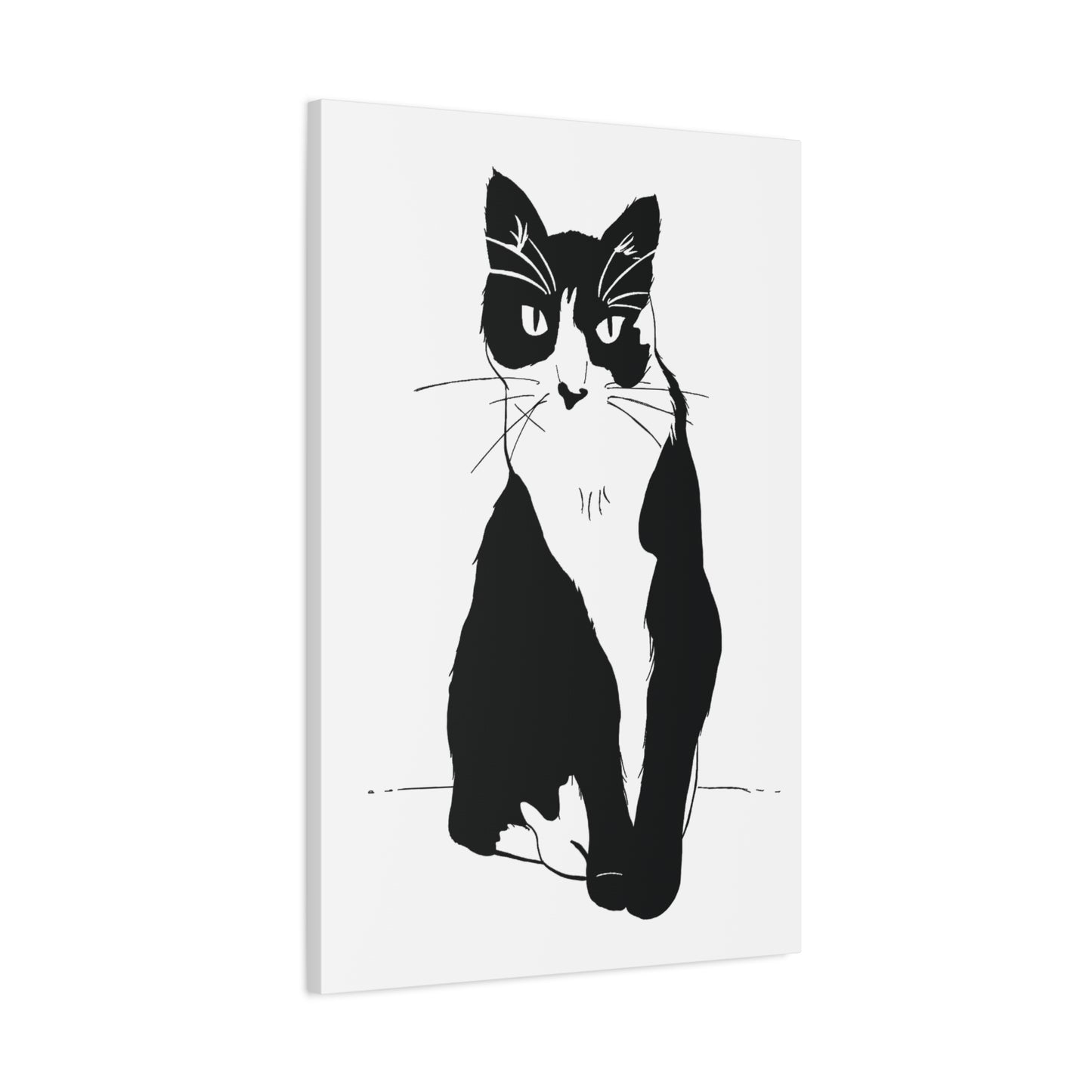Cat Canvas Print on White (Transparent Style Cat) - Cat Drawing Art