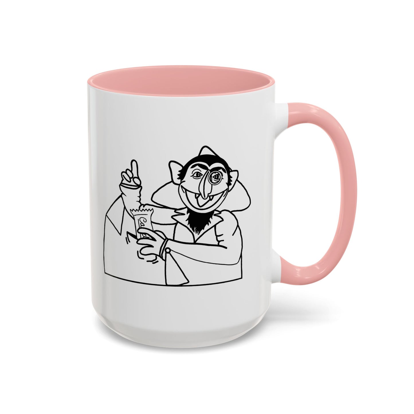 The Count Stealing Candy Outline Accent Mug - Sesame Street The Count Parody Coffee Mug