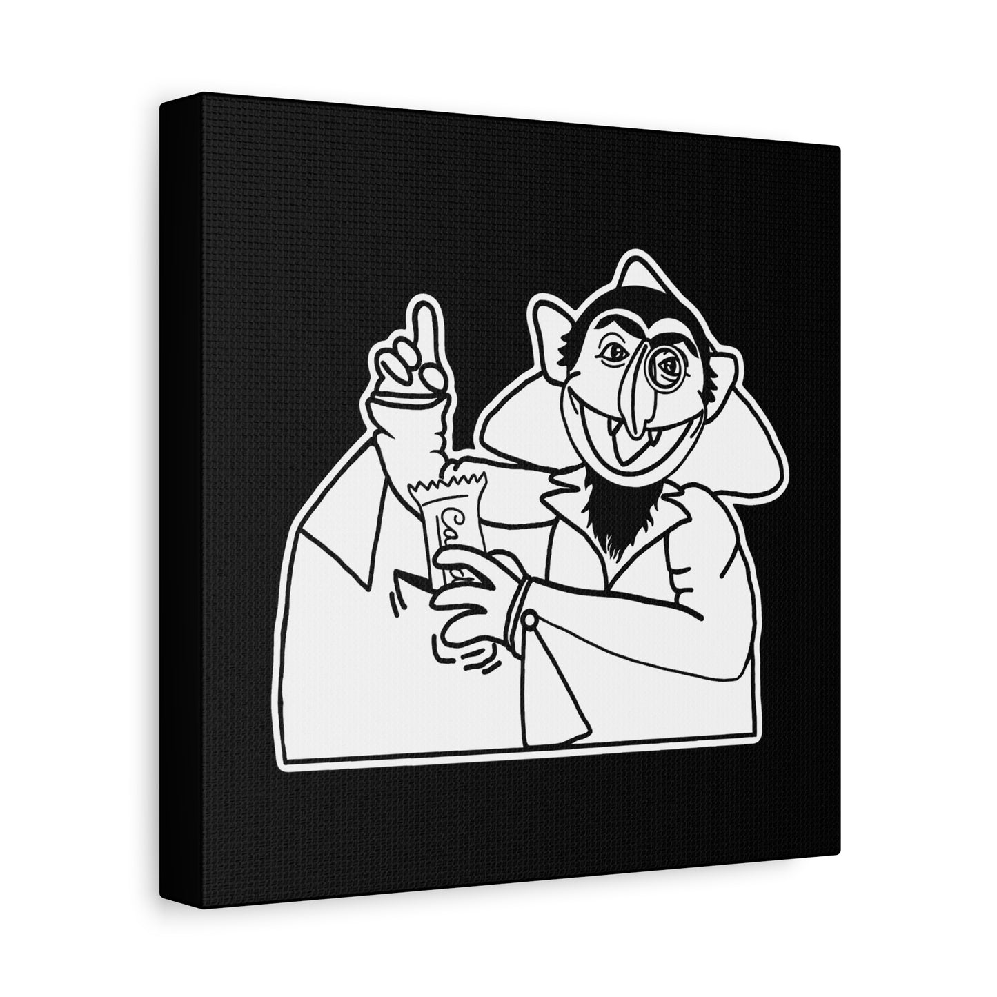 The Count Stealing Candy Outline Canvas Print Black - Sesame Street The Count Parody Canvas Art