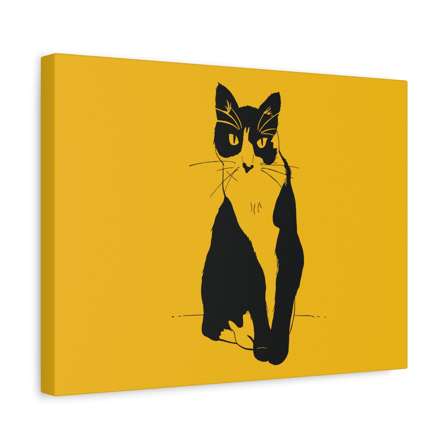 Cat Canvas Print on Yellow (Transparent Style Cat) - Cat Drawing Art