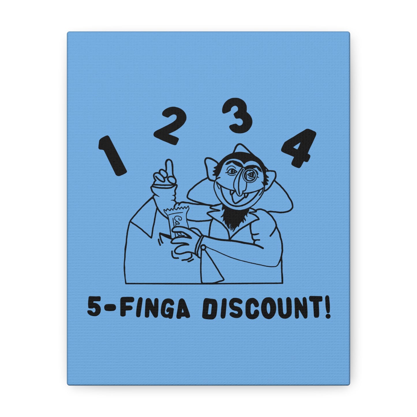 Five Finger Discount Outline Canvas Print Light Blue - Sesame Street The Count Parody Art Print