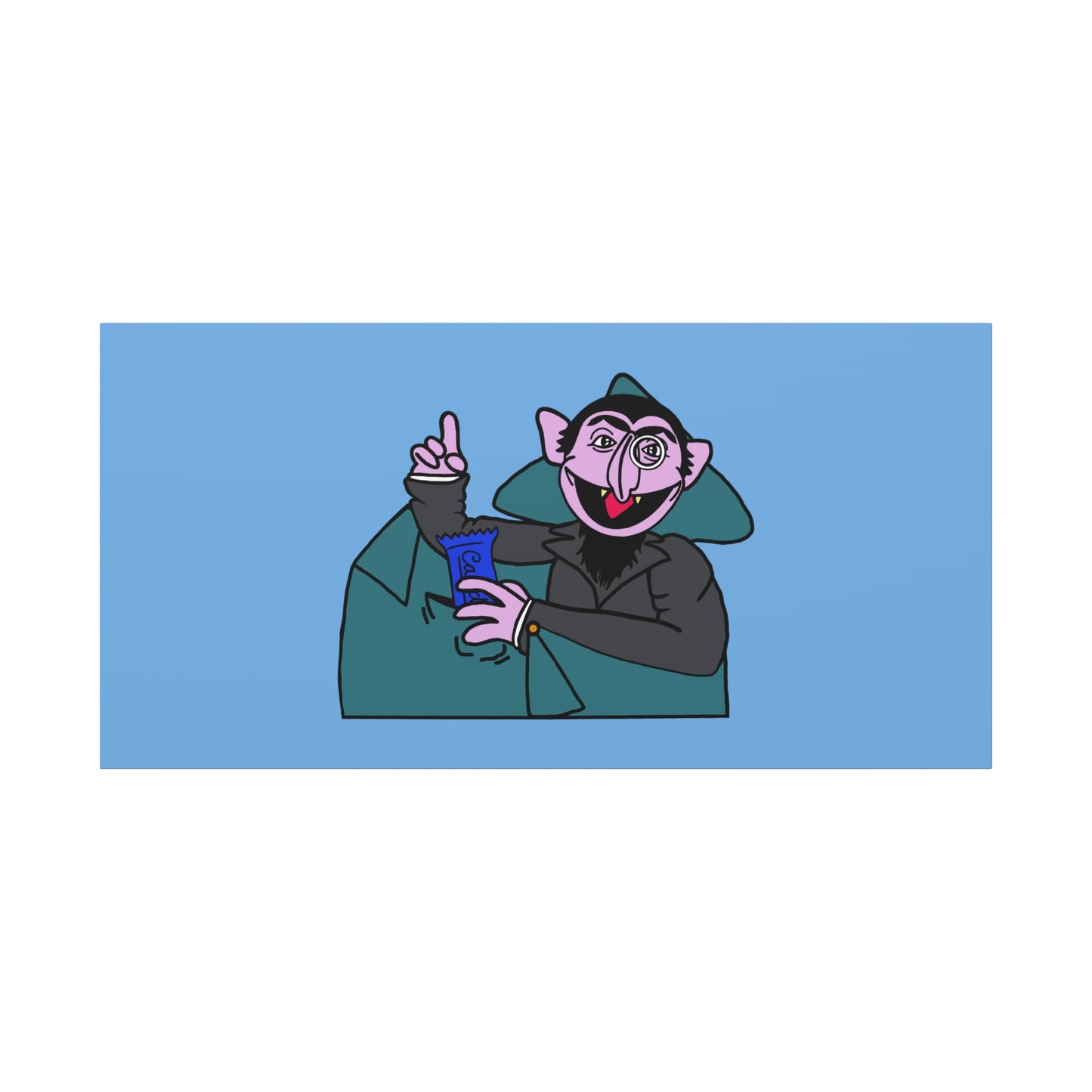 The Count Stealing Candy Canvas Print Light Blue - Sesame Street The Count Parody Art