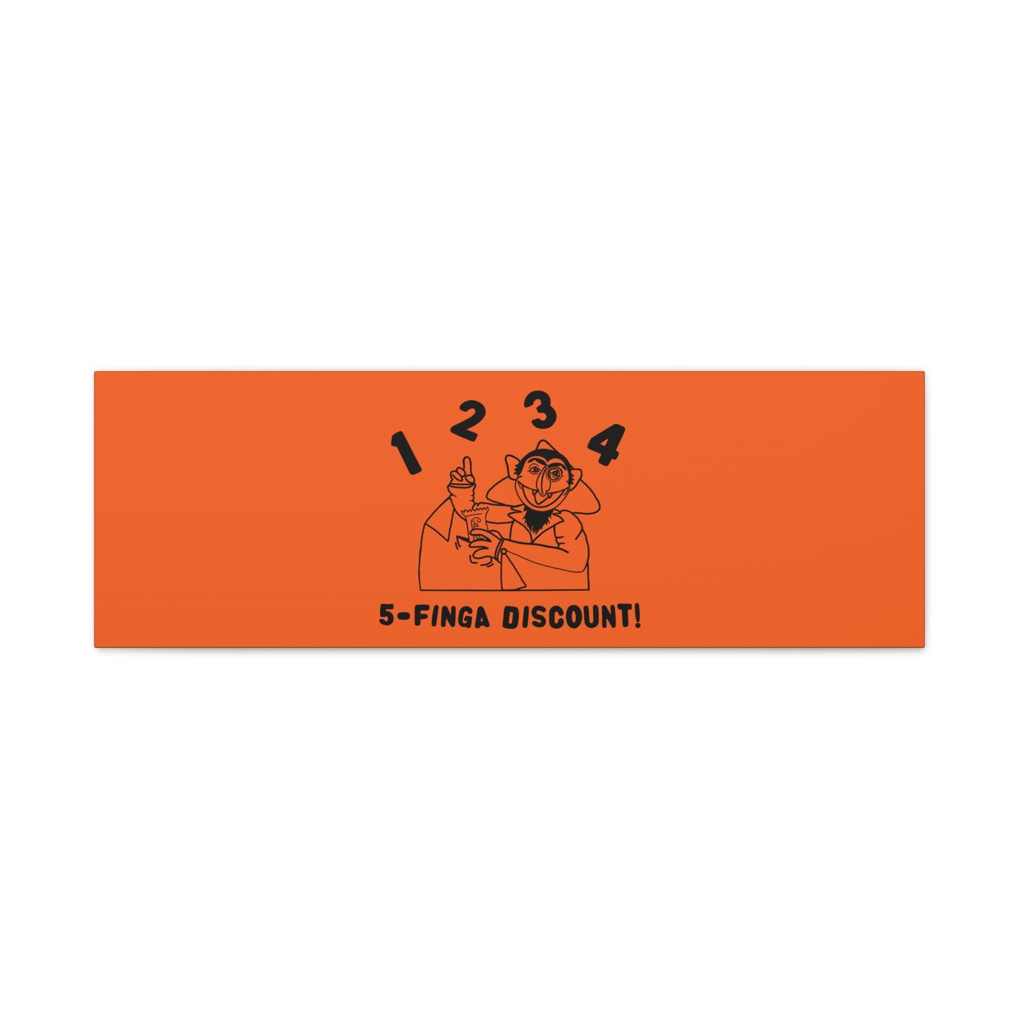 Five Finger Discount Outline Canvas Print Orange - Sesame Street The Count Parody Art Print