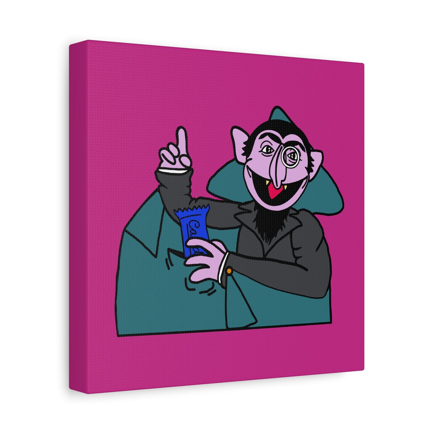 The Count Stealing Candy Canvas Print Pink - Sesame Street The Count Parody Art
