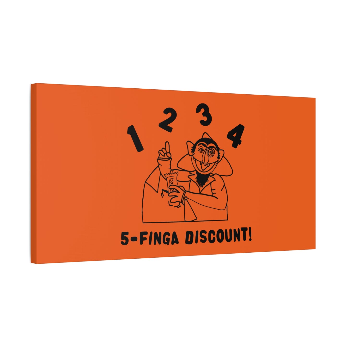 Five Finger Discount Outline Canvas Print Orange - Sesame Street The Count Parody Art Print