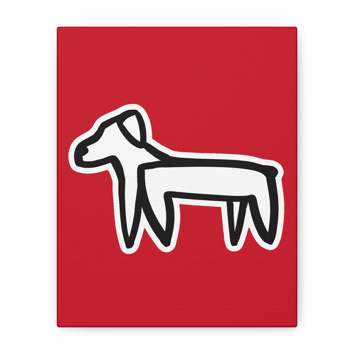 Dog Canvas Print on Red (Sticker Style White Dog) - Dog Art Print