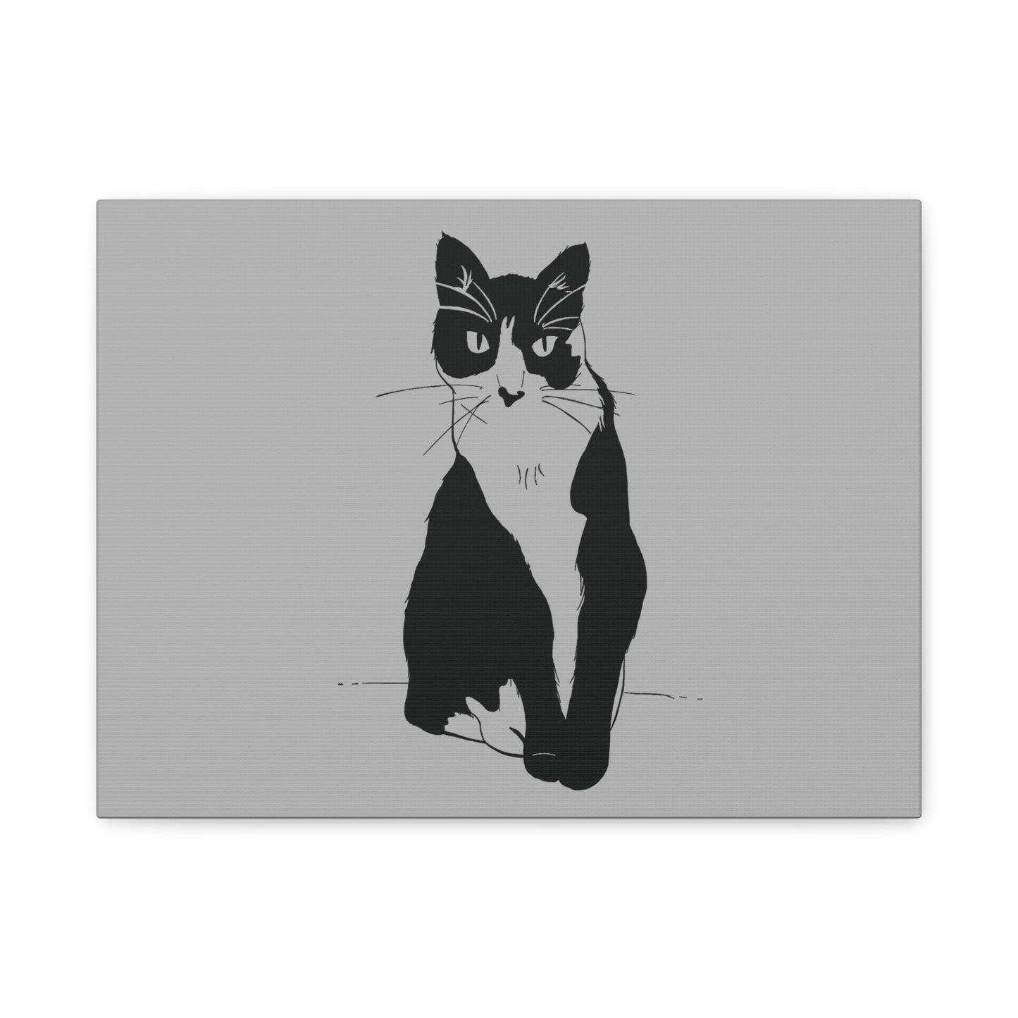 Cat Canvas Print on Grey (Transparent Style Cat) - Cat Drawing Art