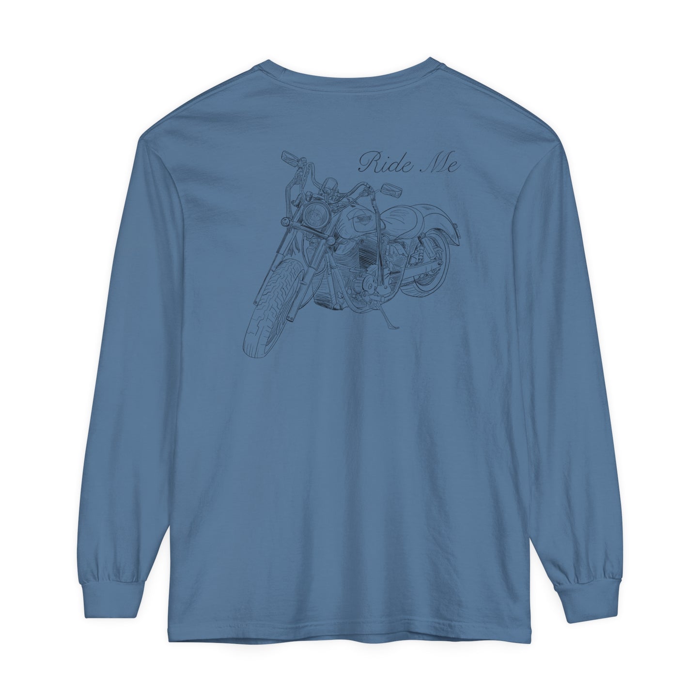 Ride Me Motorcycle Long Sleeve Tee Back Design