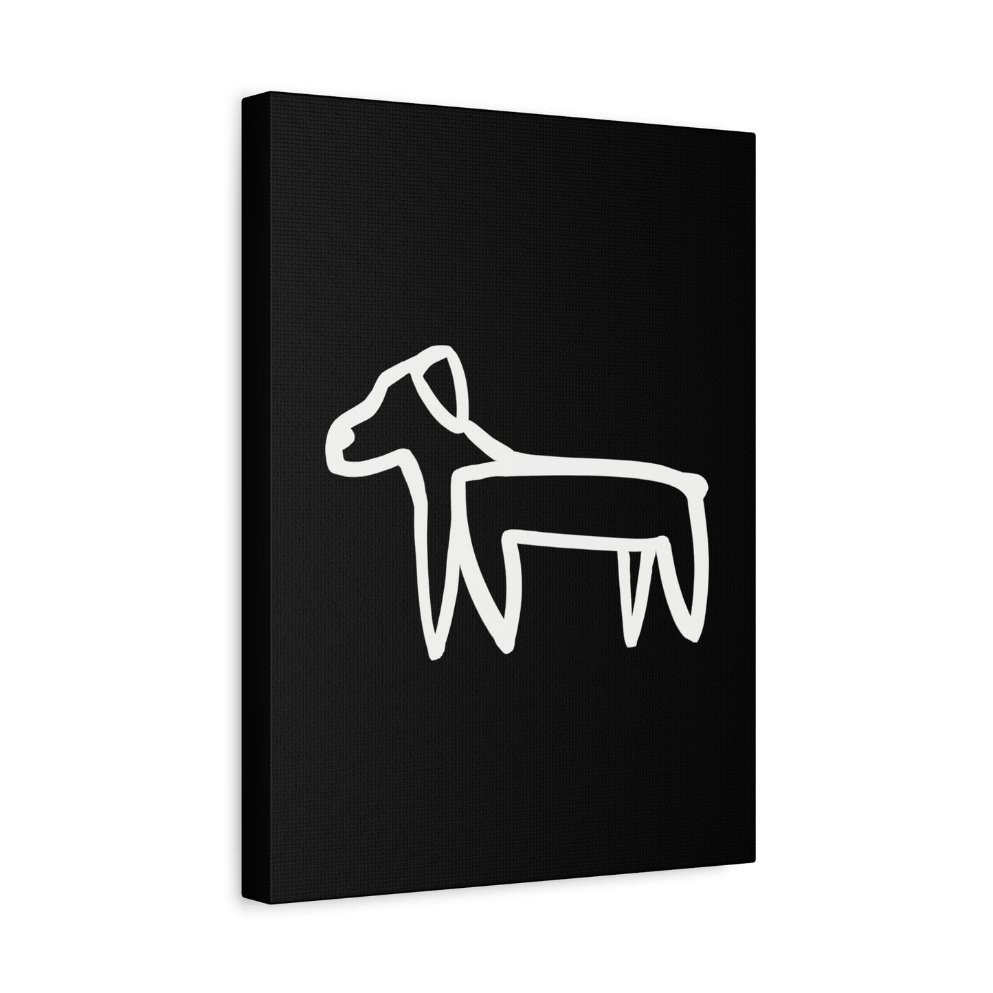 Dog Canvas Print on Black (Transparent Style White Dog) - Dog Art Print