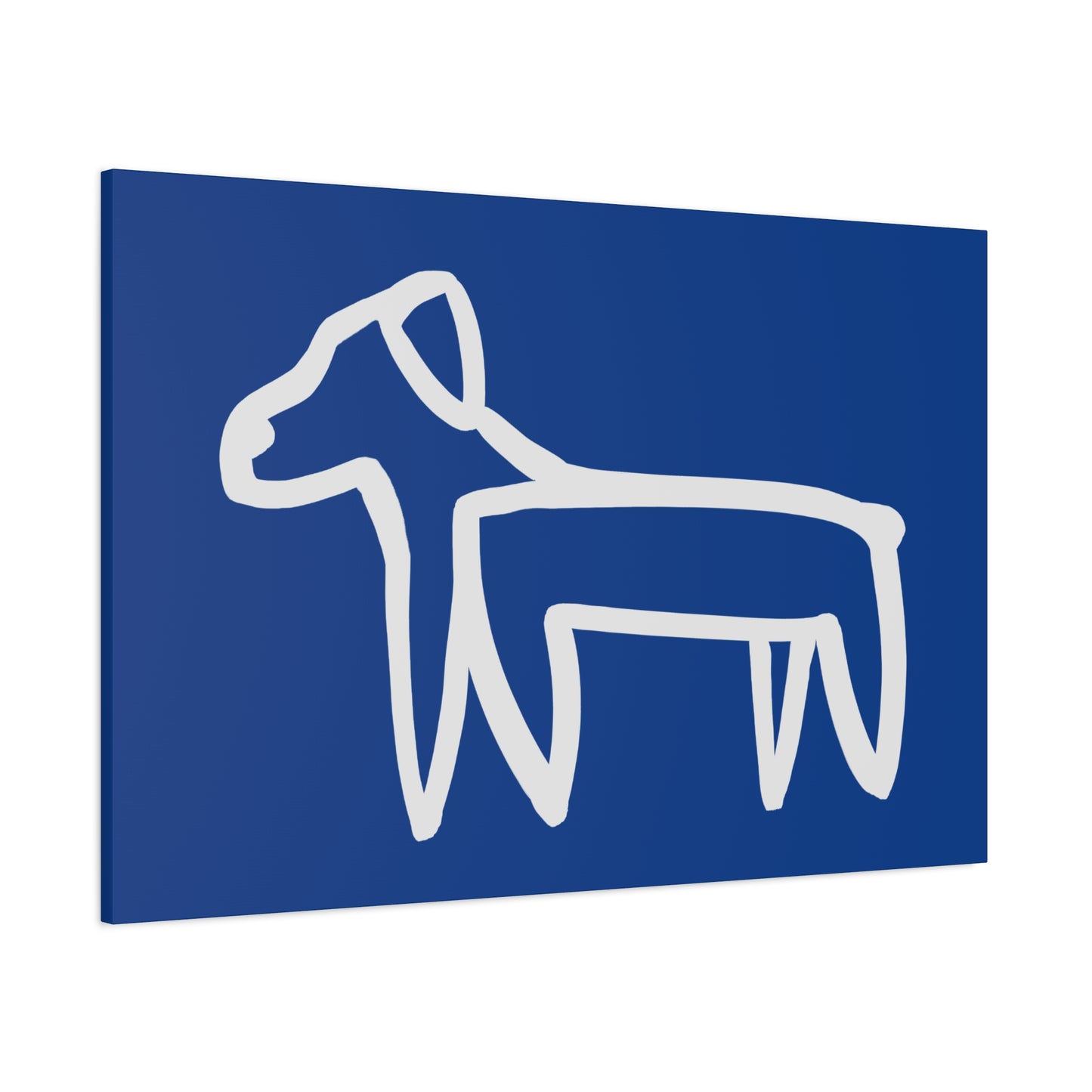 Dog Canvas Print on Blue (Transparent Style White Dog) - Dog Art Print