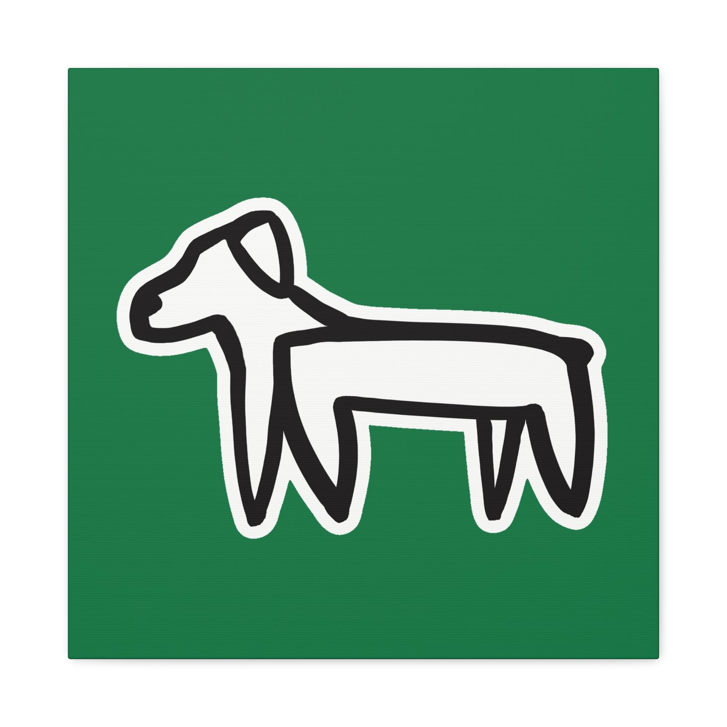 Dog Canvas Print on Green (Sticker Style White Dog) - Dog Art Print