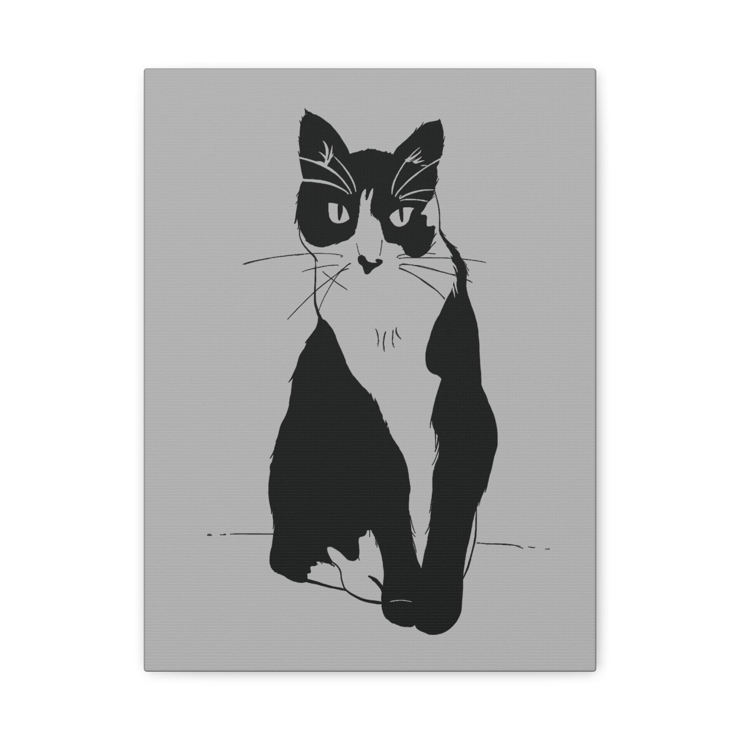 Cat Canvas Print on Grey (Transparent Style Cat) - Cat Drawing Art