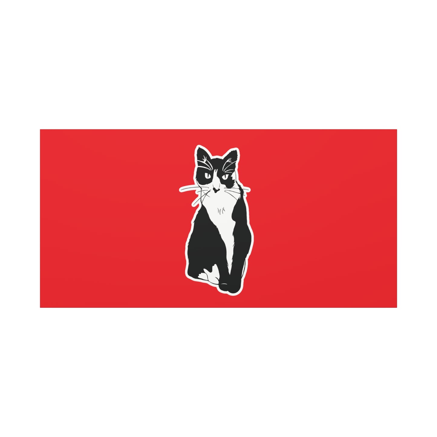 Cat Canvas Print on Red (Sticker Style Cat) - Cat Drawing Art