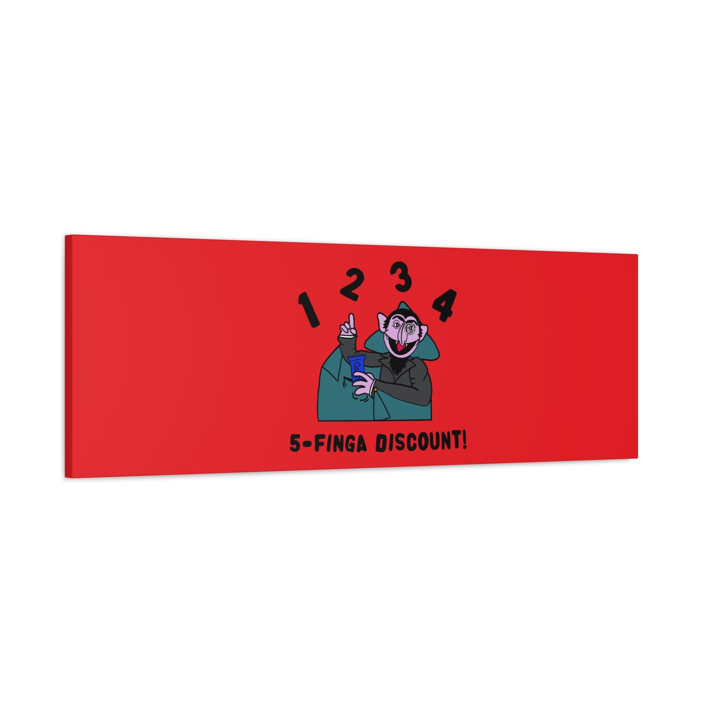 Five Finger Discount Canvas Print Red - Sesame Street The Count Parody Art Print