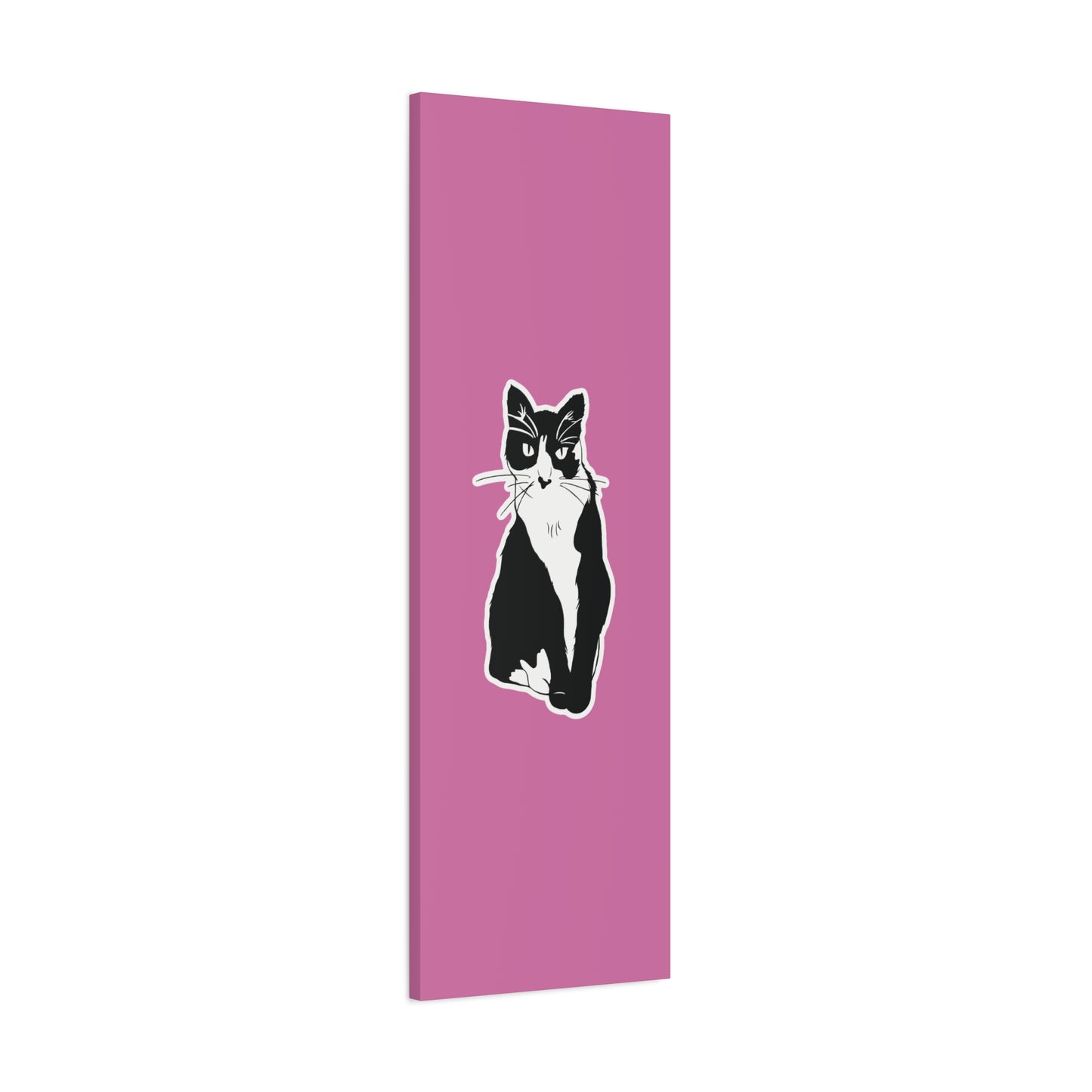Cat Canvas on Light Pink (Sticker Style Cat) - Cat Drawing Art