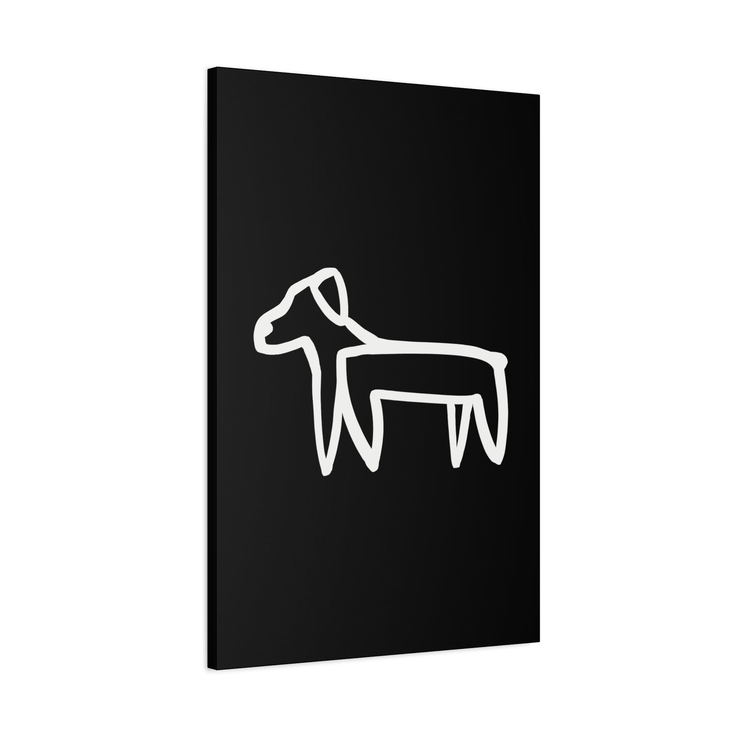 Dog Canvas Print on Black (Transparent Style White Dog) - Dog Art Print