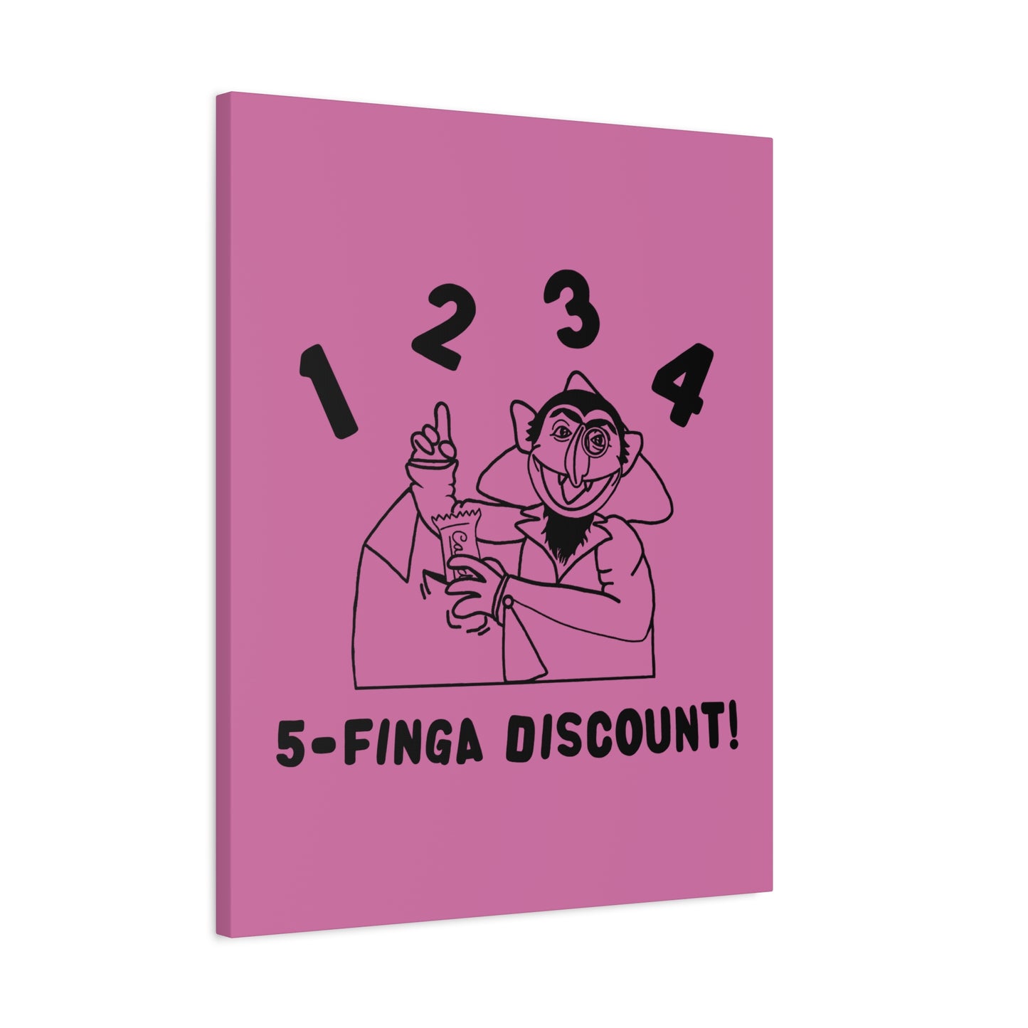 Five Finger Discount Outline Canvas Print Light Pink - Sesame Street The Count Parody Art Print