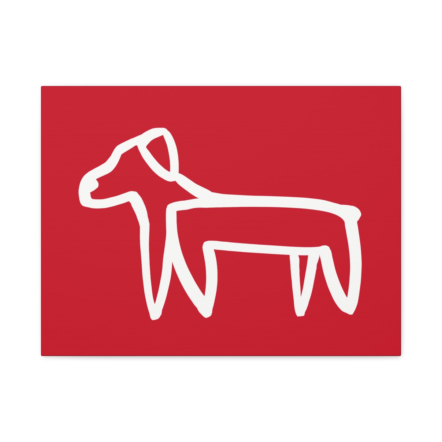 Dog Canvas Print on Red (Transparent Style White Dog) - Dog Art Print