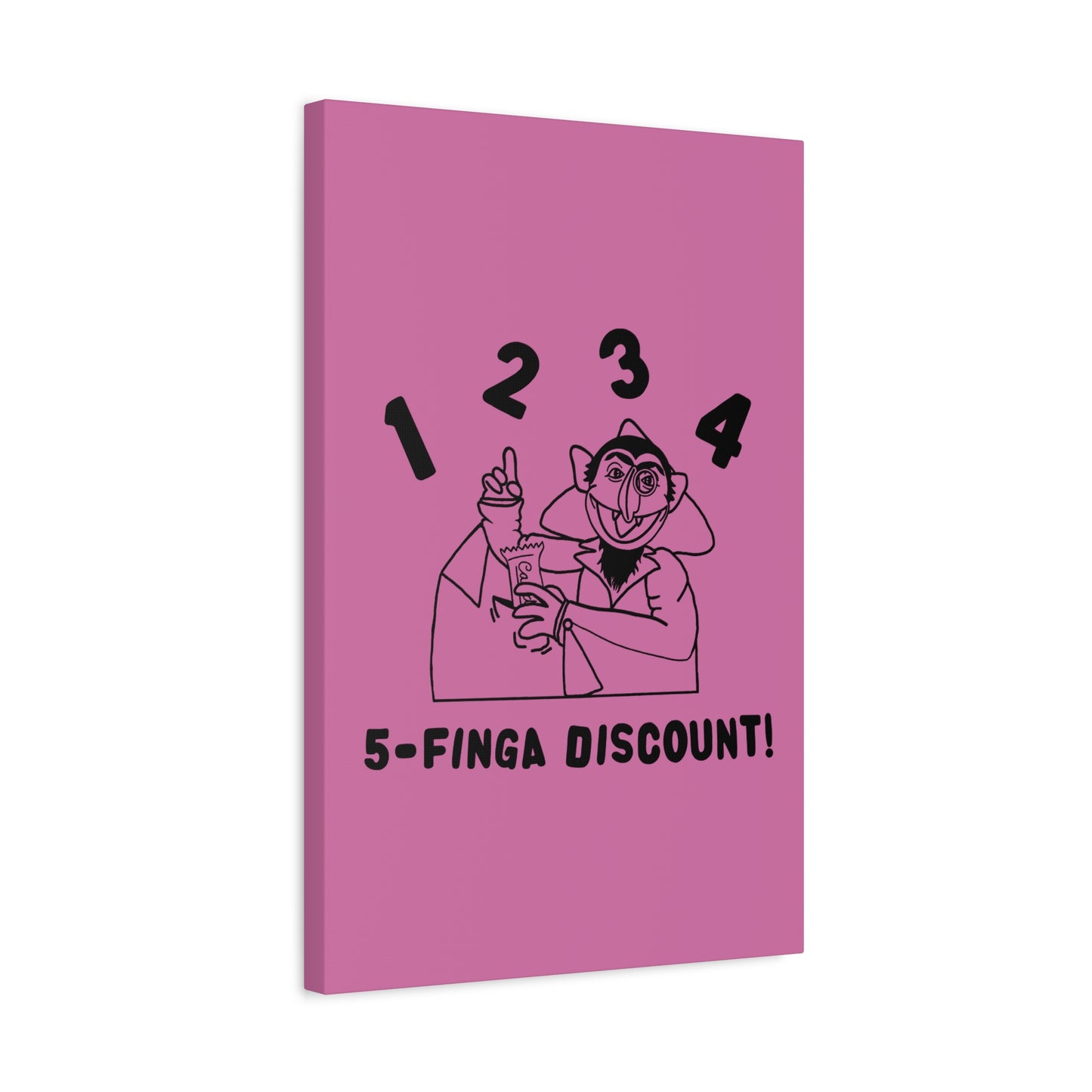 Five Finger Discount Outline Canvas Print Light Pink - Sesame Street The Count Parody Art Print