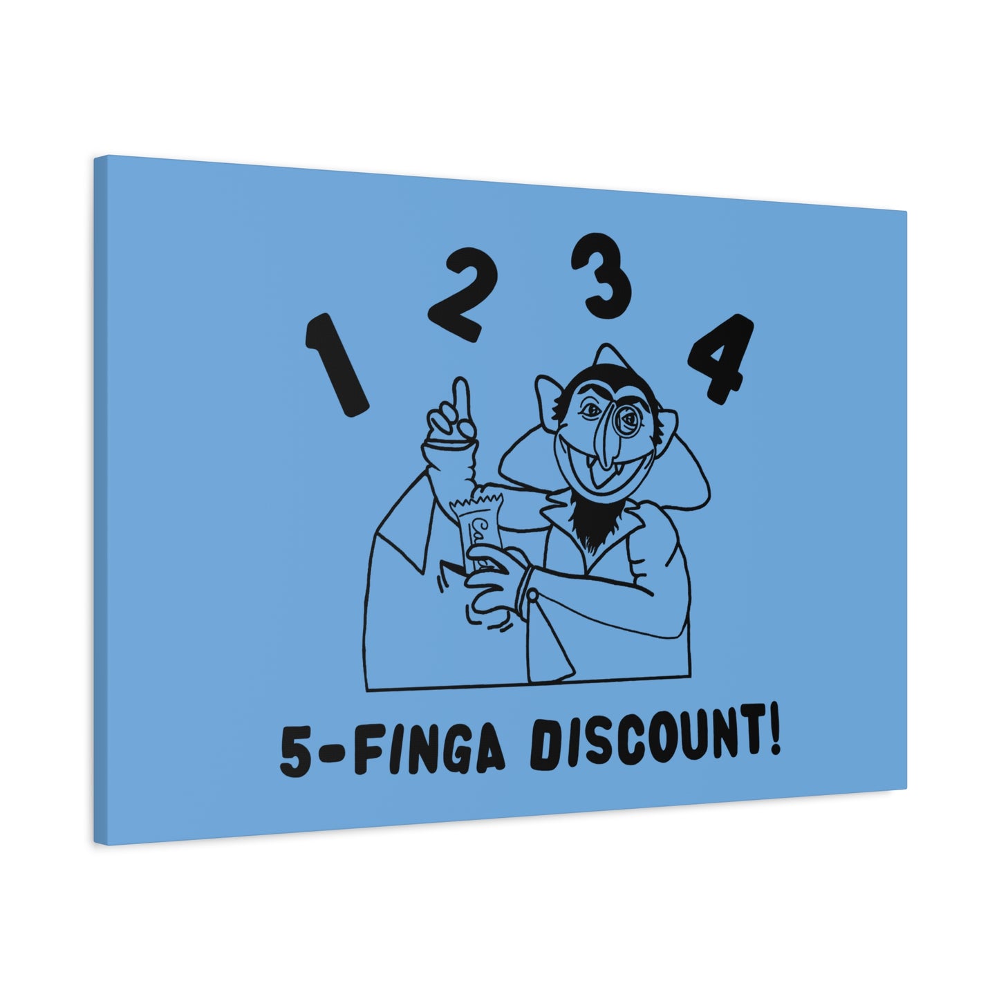 Five Finger Discount Outline Canvas Print Light Blue - Sesame Street The Count Parody Art Print