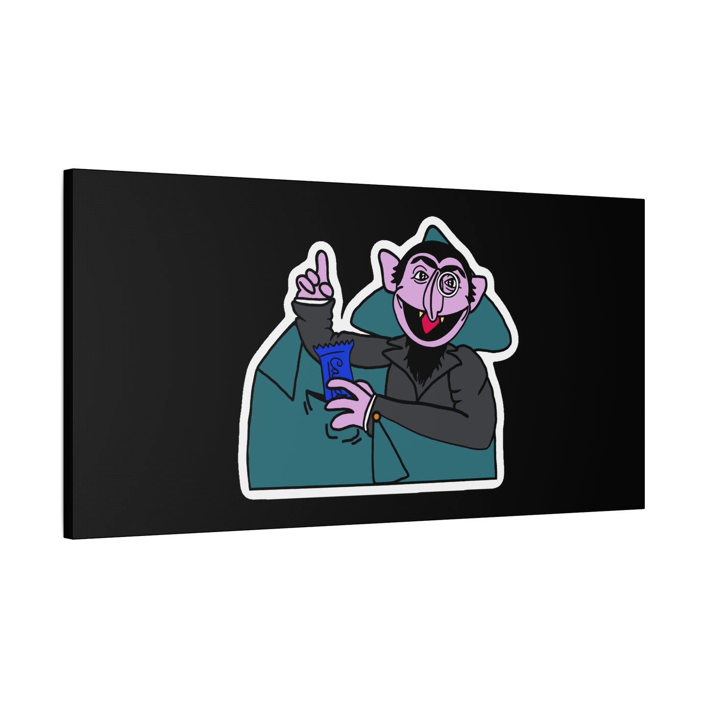The Count Stealing Candy Canvas Print Black - Sesame Street The Count Parody Art