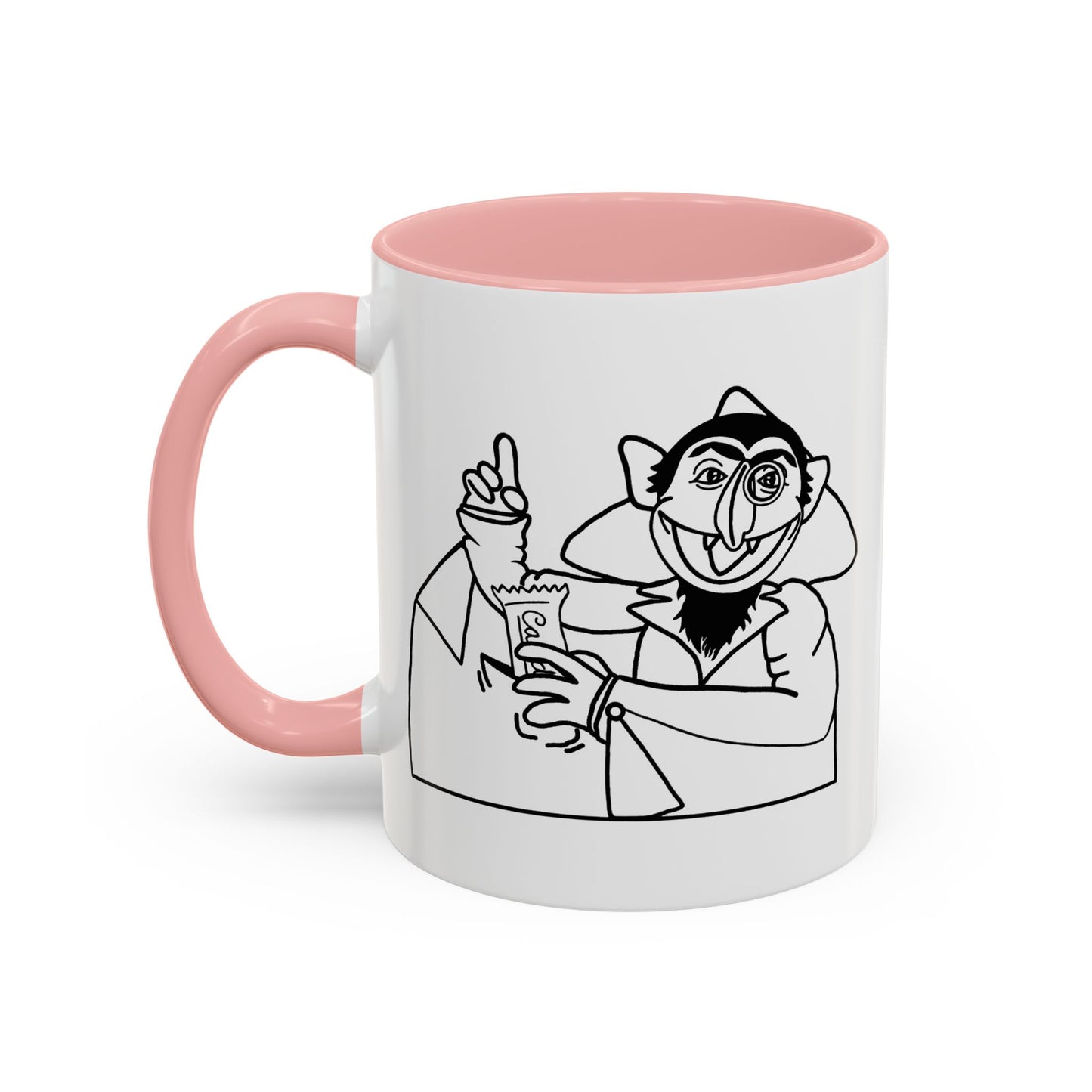The Count Stealing Candy Outline Accent Mug - Sesame Street The Count Parody Coffee Mug