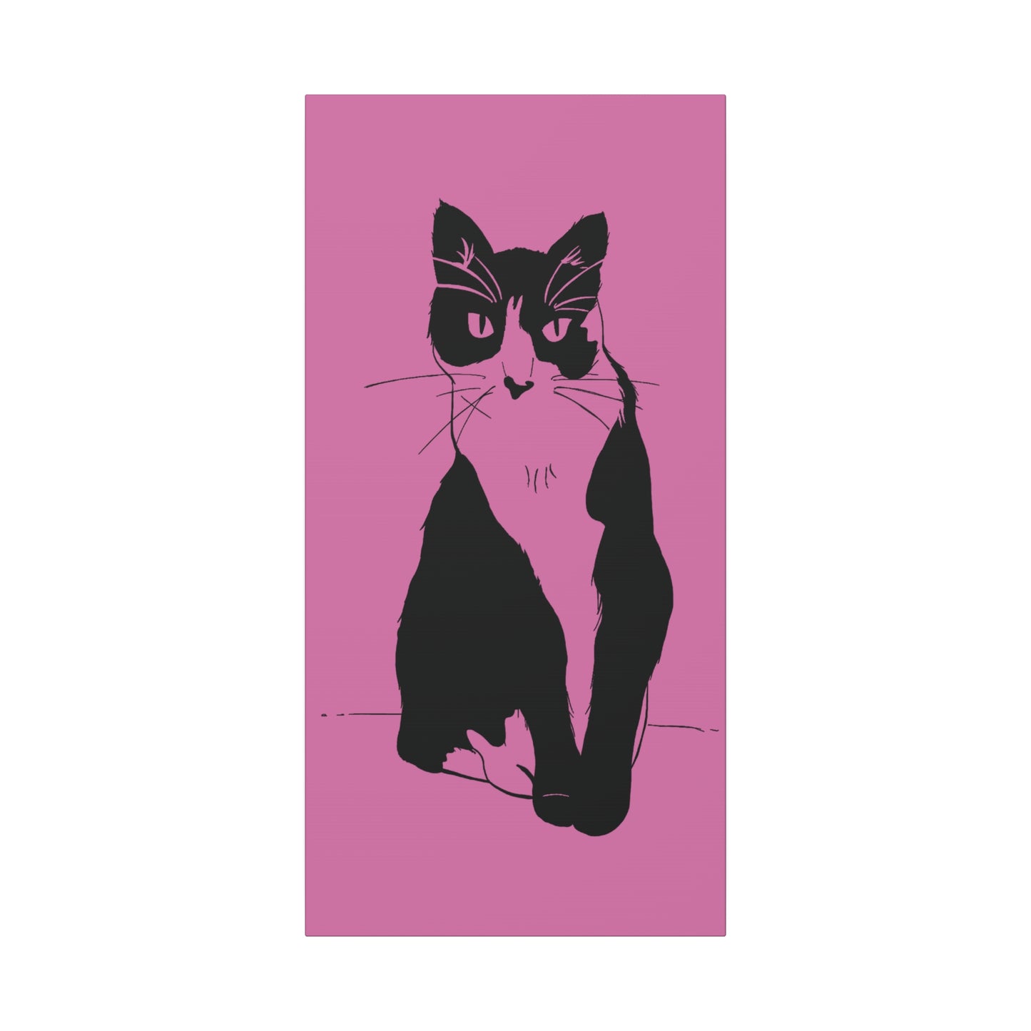 Cat Canvas Print on Pink (Transparent Style Cat) - Cat Drawing Art
