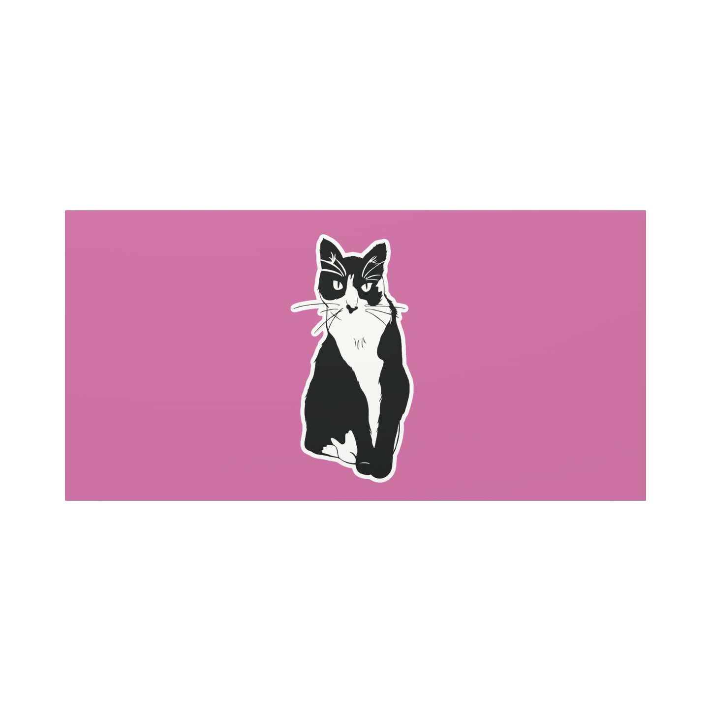 Cat Canvas on Light Pink (Sticker Style Cat) - Cat Drawing Art
