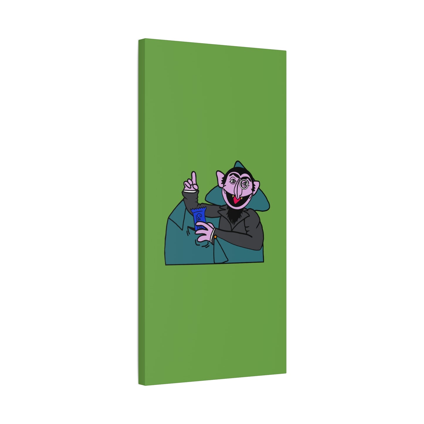The Count Stealing Candy Canvas Print Green - Sesame Street The Count Parody Art