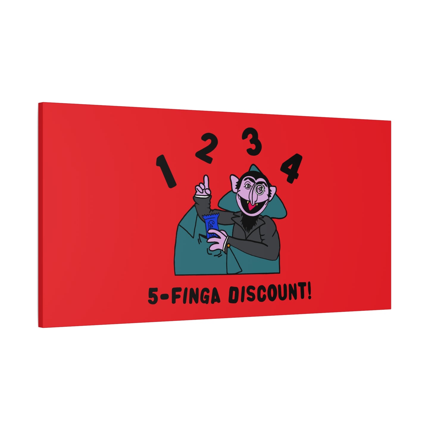 Five Finger Discount Canvas Print Red - Sesame Street The Count Parody Art Print
