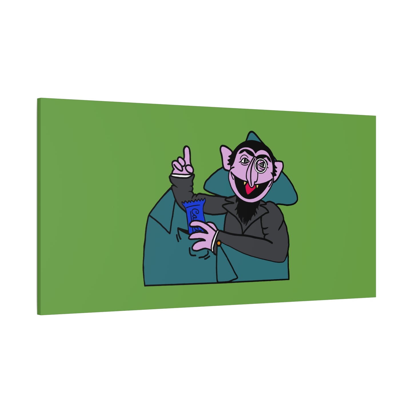 The Count Stealing Candy Canvas Print Green - Sesame Street The Count Parody Art