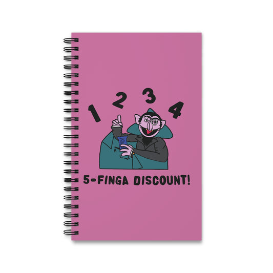 Five Finger Discount Notebook Light Pink - Sesame Street The Count Parody Notebook
