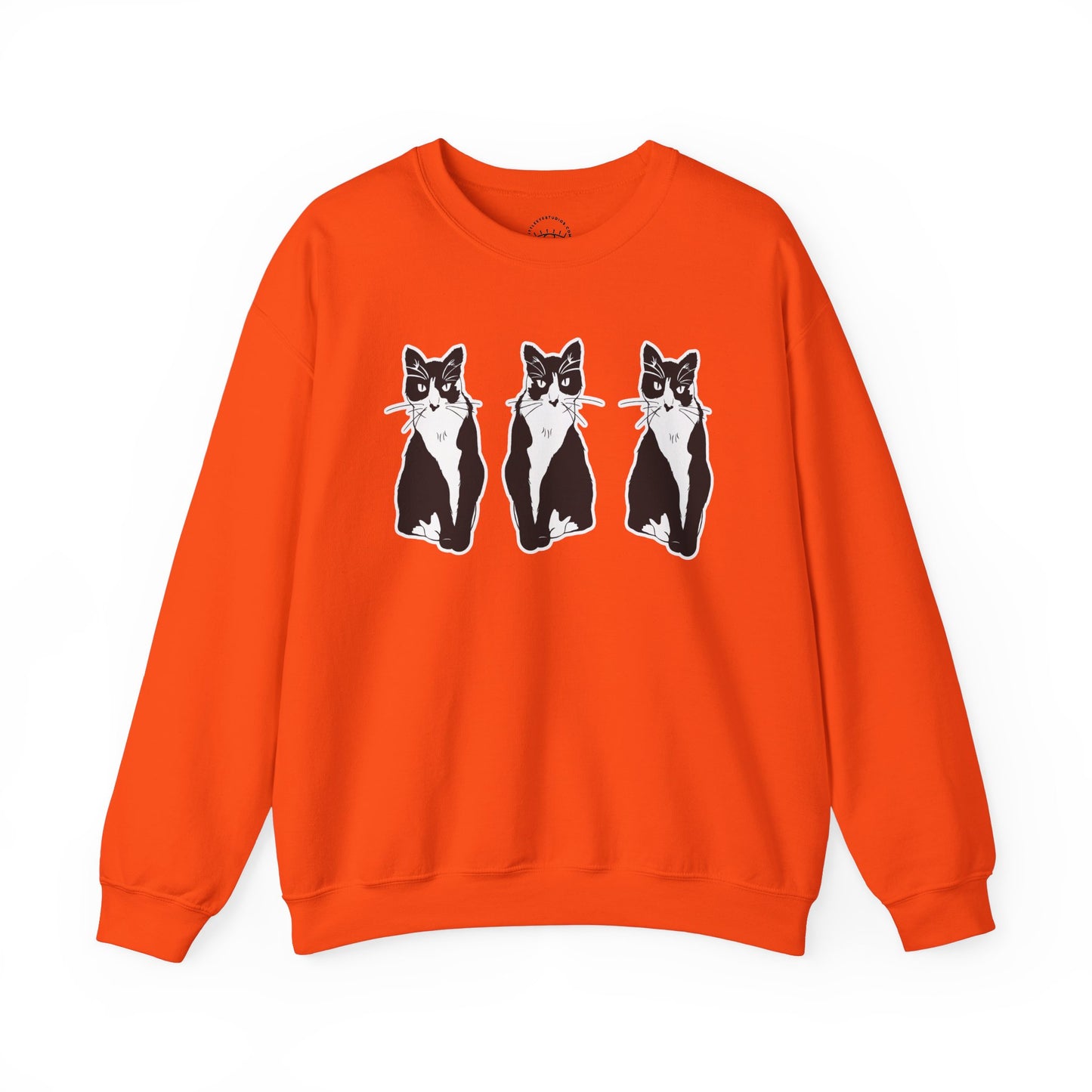 Cat x3 Sweatshirt (Sticker Style Cat) - Cat Drawing Sweatshirt