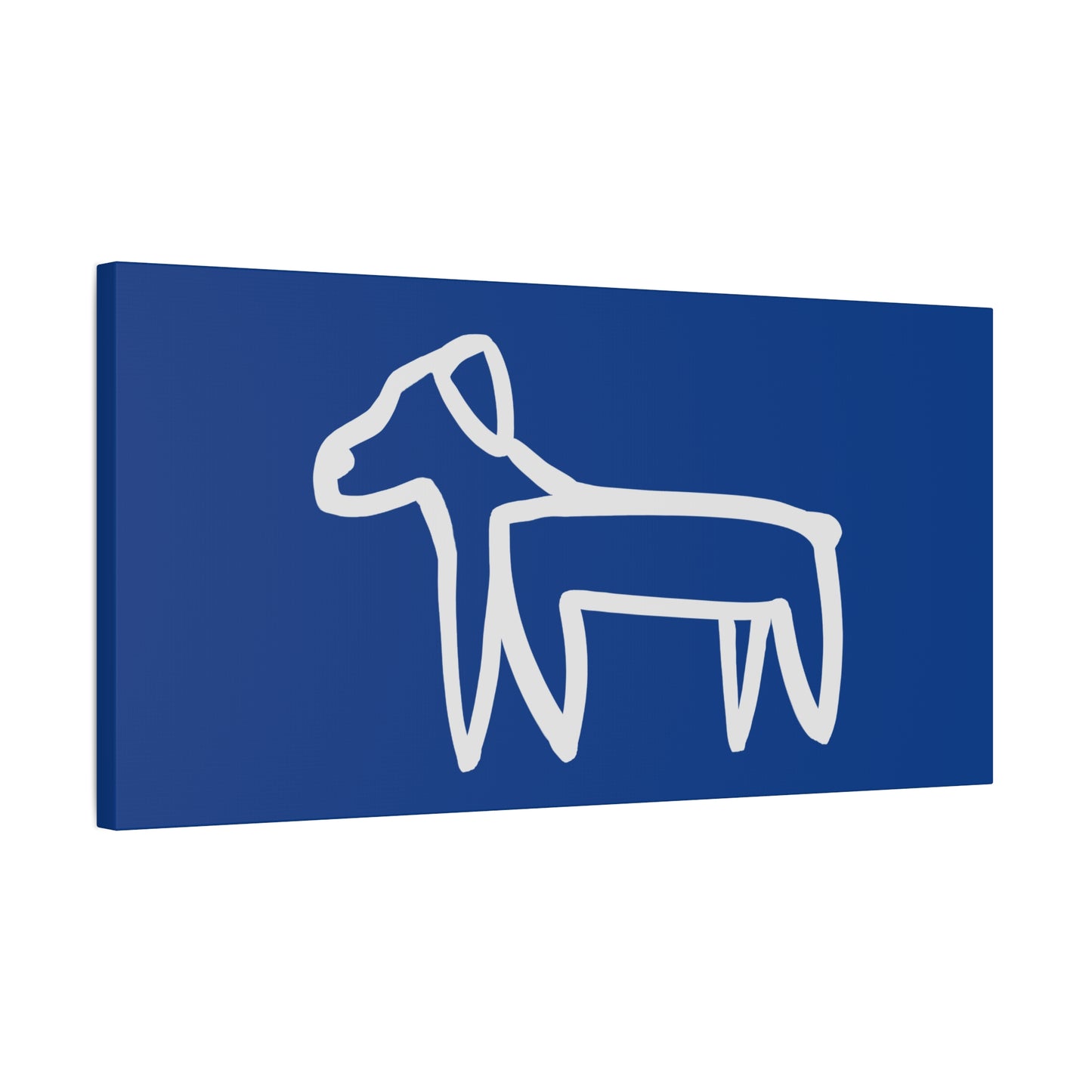 Dog Canvas Print on Blue (Transparent Style White Dog) - Dog Art Print